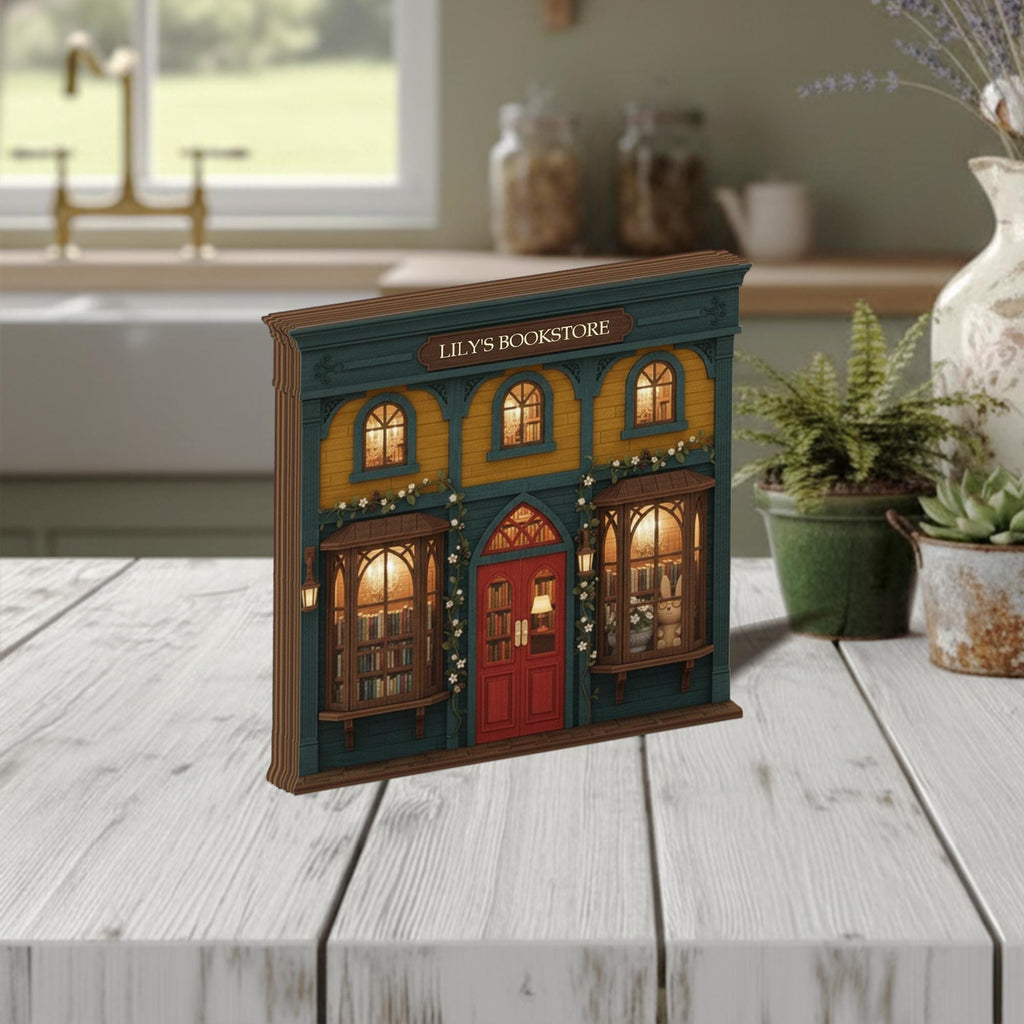 Personalized Bookstore Wooden Block, Wooden Block Decor, Gift For Book Lover, Home Decor