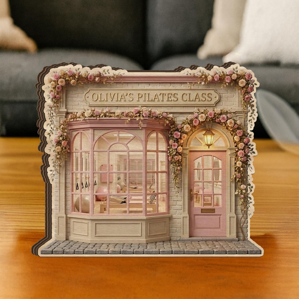 Personalized Pilates Studio Wooden Block: Custom Name Fitness Gift, Pilates Instructor Decor