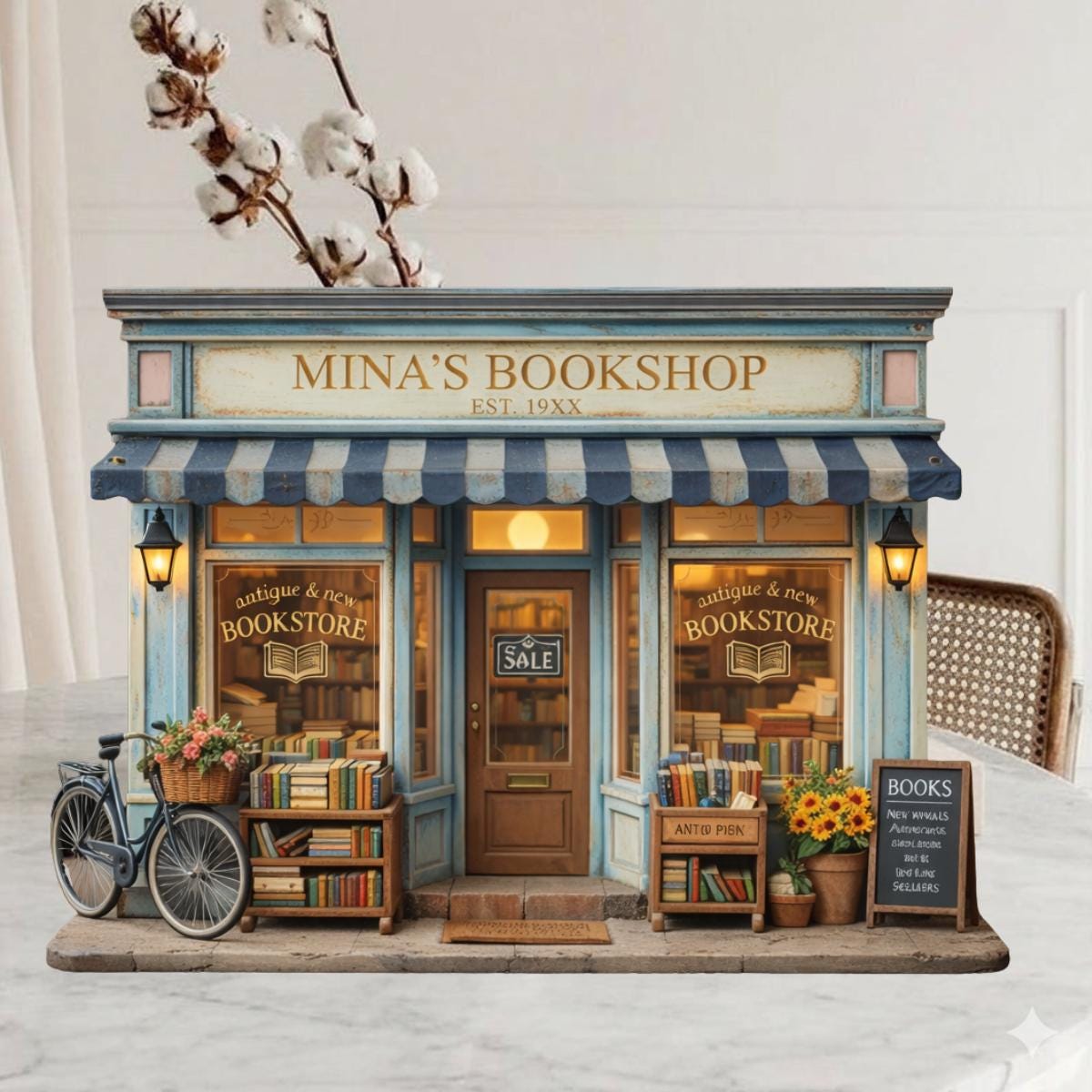 Custom Bookshop Wooden Block, Personalized Library Shelf Decor, Rustic Reading Room Accent, Thoughtful Gift for Book Lover, Home Bookshelf