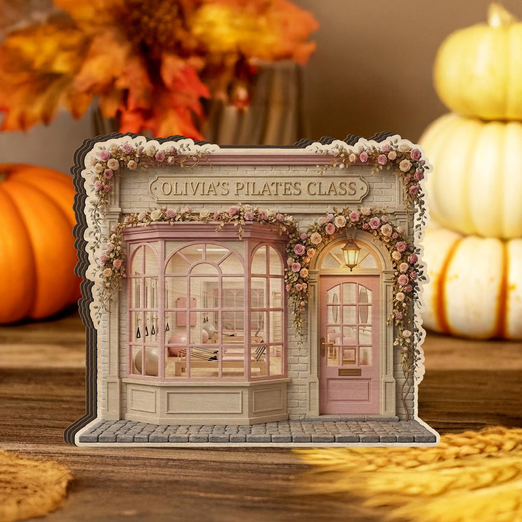 Personalized Pilates Studio Wooden Block: Custom Name Fitness Gift, Pilates Instructor Decor