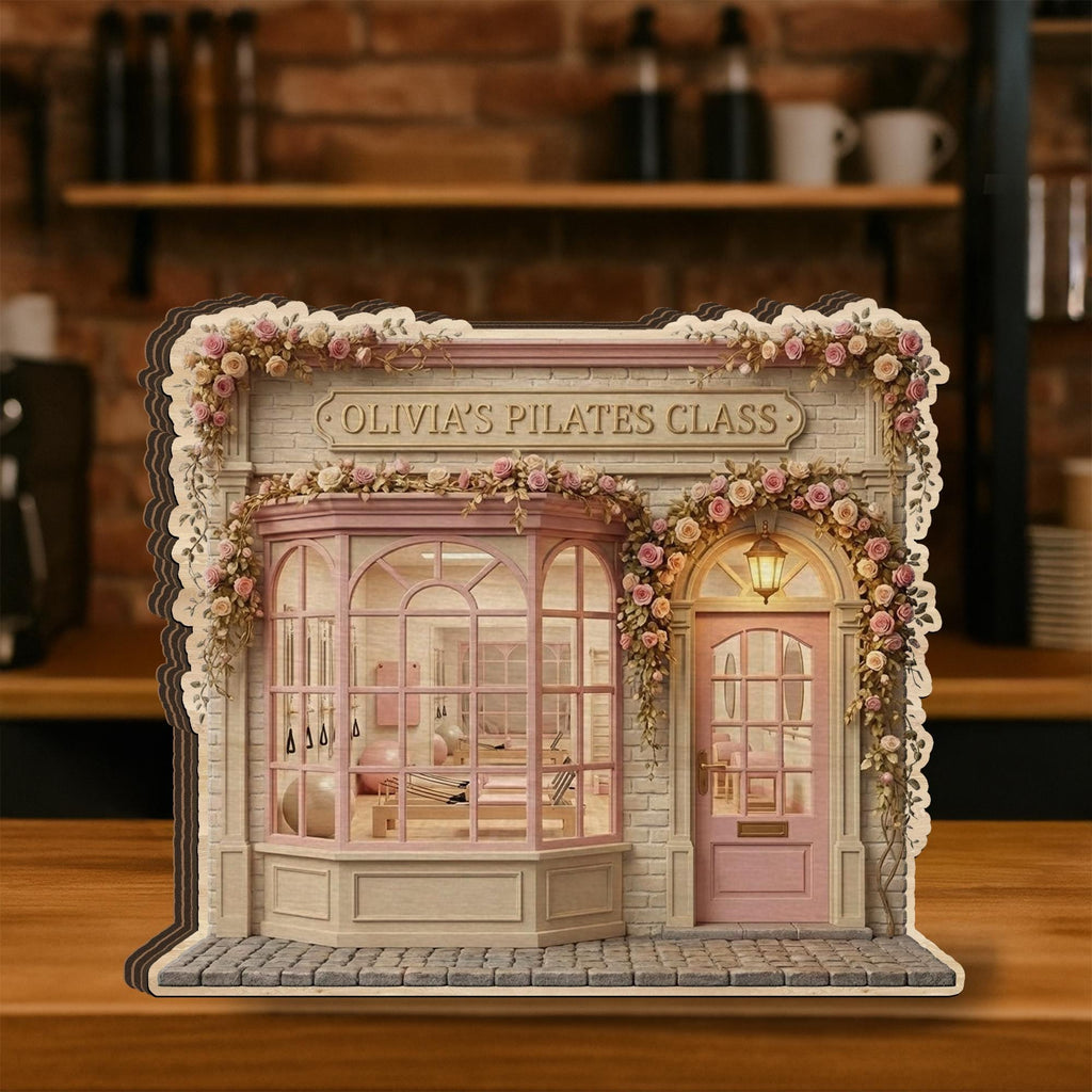 Personalized Pilates Studio Wooden Block: Custom Name Fitness Gift, Pilates Instructor Decor