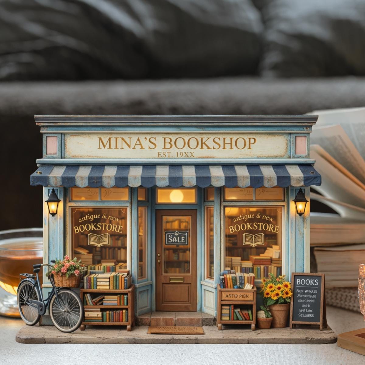 Custom Bookshop Wooden Block, Personalized Library Shelf Decor, Rustic Reading Room Accent, Thoughtful Gift for Book Lover, Home Bookshelf