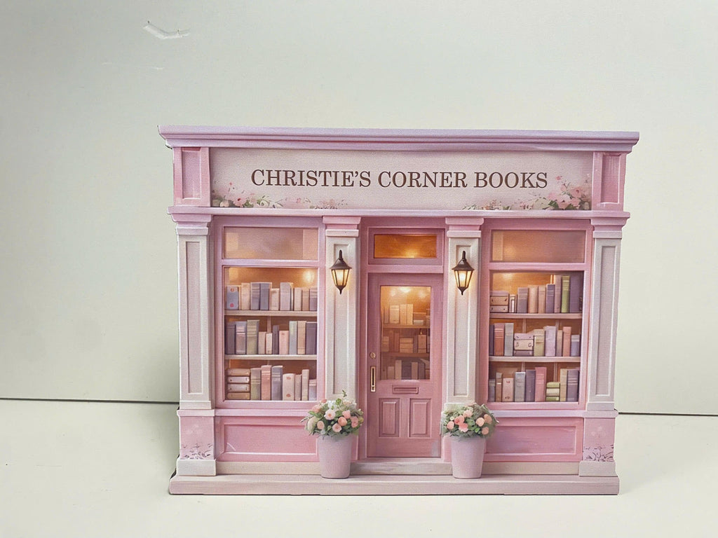 Personalized Bookshop Wooden Block, Custom Bookshelf Decor, Book Lover Gift