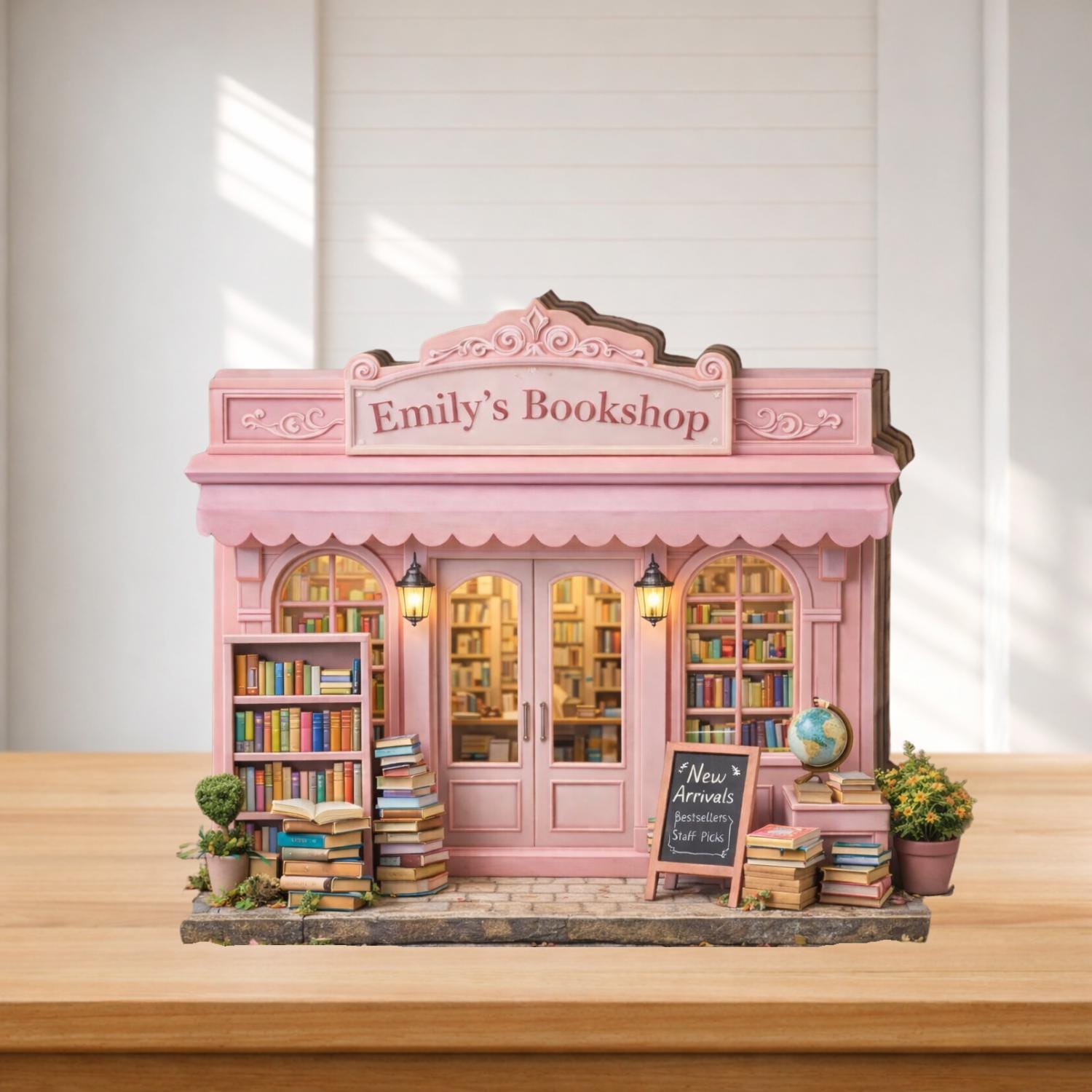 Personalized Bookshop Wooden Block Sign, Custom Bookstore Storefront Shelf Sitter, Reading Nook Bookshelf Decor, Reading Book Lovers Gift