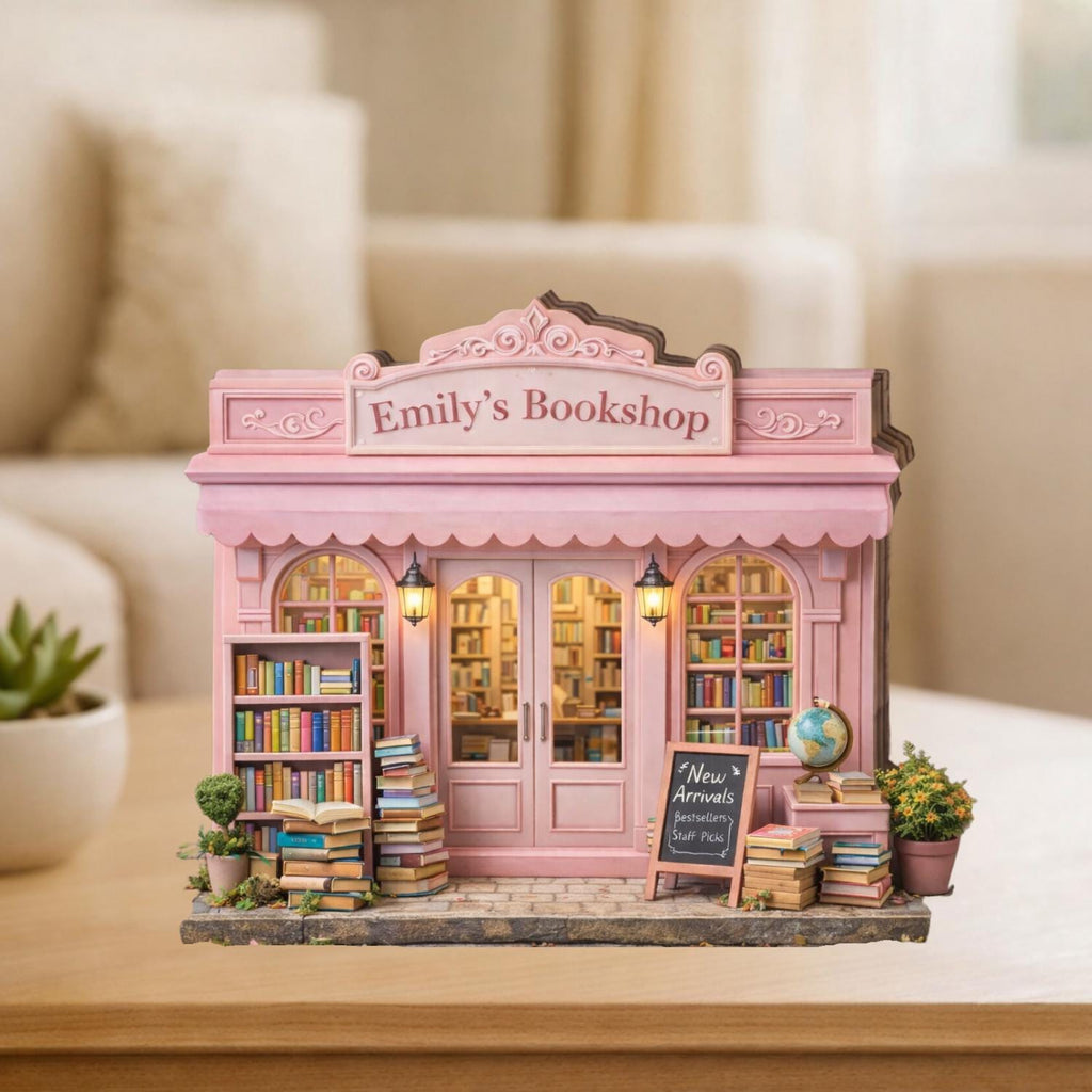 Personalized Bookshop Wooden Block Sign, Custom Bookstore Storefront Shelf Sitter, Reading Nook Bookshelf Decor, Reading Book Lovers Gift