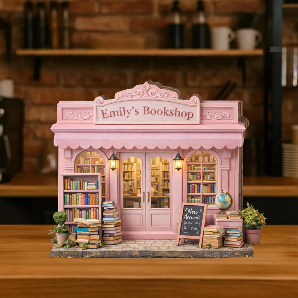 Personalized Bookshop Wooden Block Sign, Custom Bookstore Storefront Shelf Sitter, Reading Nook Bookshelf Decor, Reading Book Lovers Gift