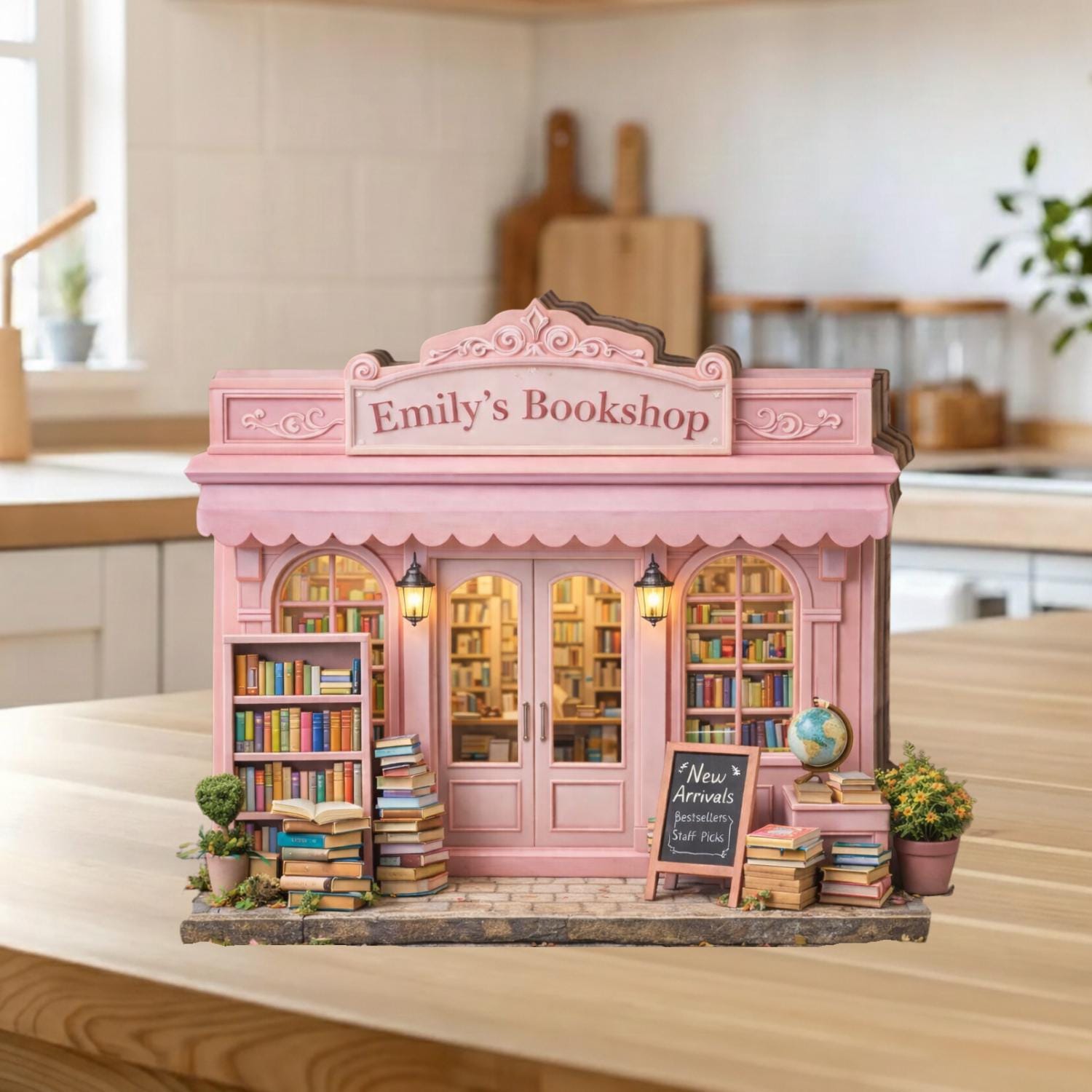 Personalized Bookshop Wooden Block Sign, Custom Bookstore Storefront Shelf Sitter, Reading Nook Bookshelf Decor, Reading Book Lovers Gift