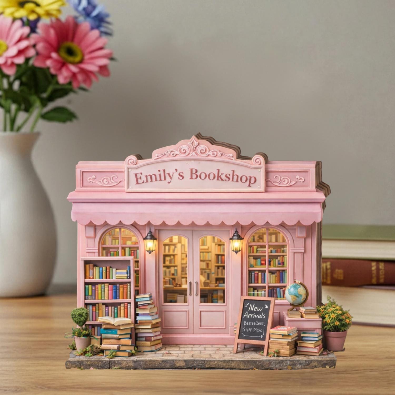 Personalized Bookshop Wooden Block Sign, Custom Bookstore Storefront Shelf Sitter, Reading Nook Bookshelf Decor, Reading Book Lovers Gift
