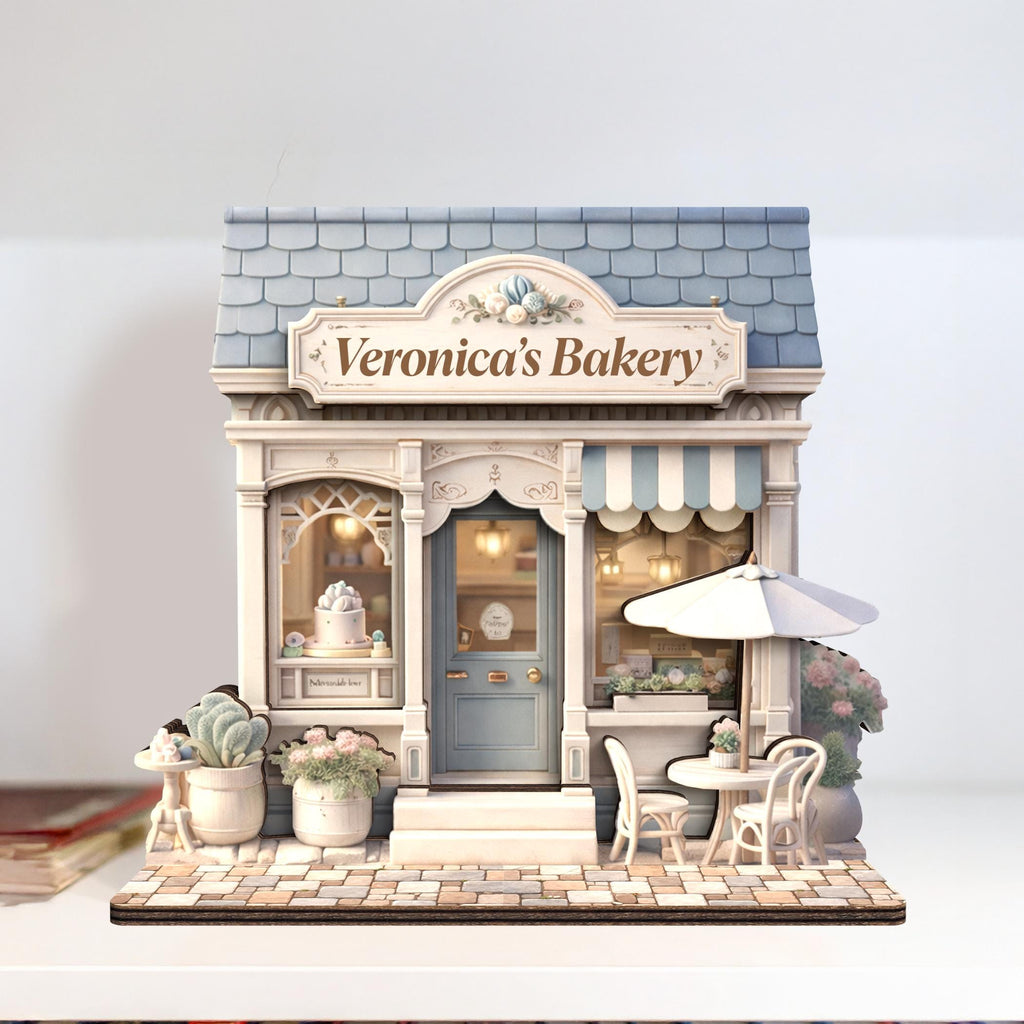 Personalized Bakery Wooden Block, Custom Shopfront Wooden Decor, Bread Shop Decor Gift, Miniature Bakery Shelf Display, Unique Baker Gift