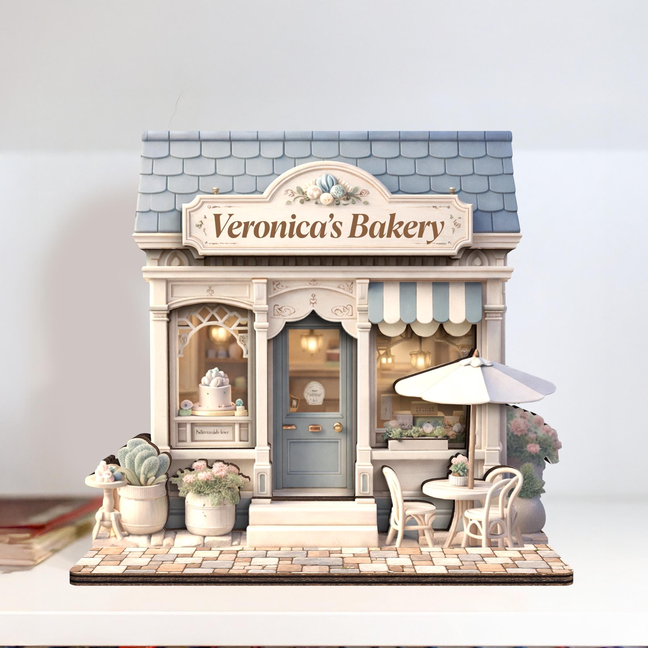 Personalized Bakery Wooden Block, Custom Shopfront Wooden Decor, Bread Shop Decor Gift, Miniature Bakery Shelf Display, Unique Baker Gift