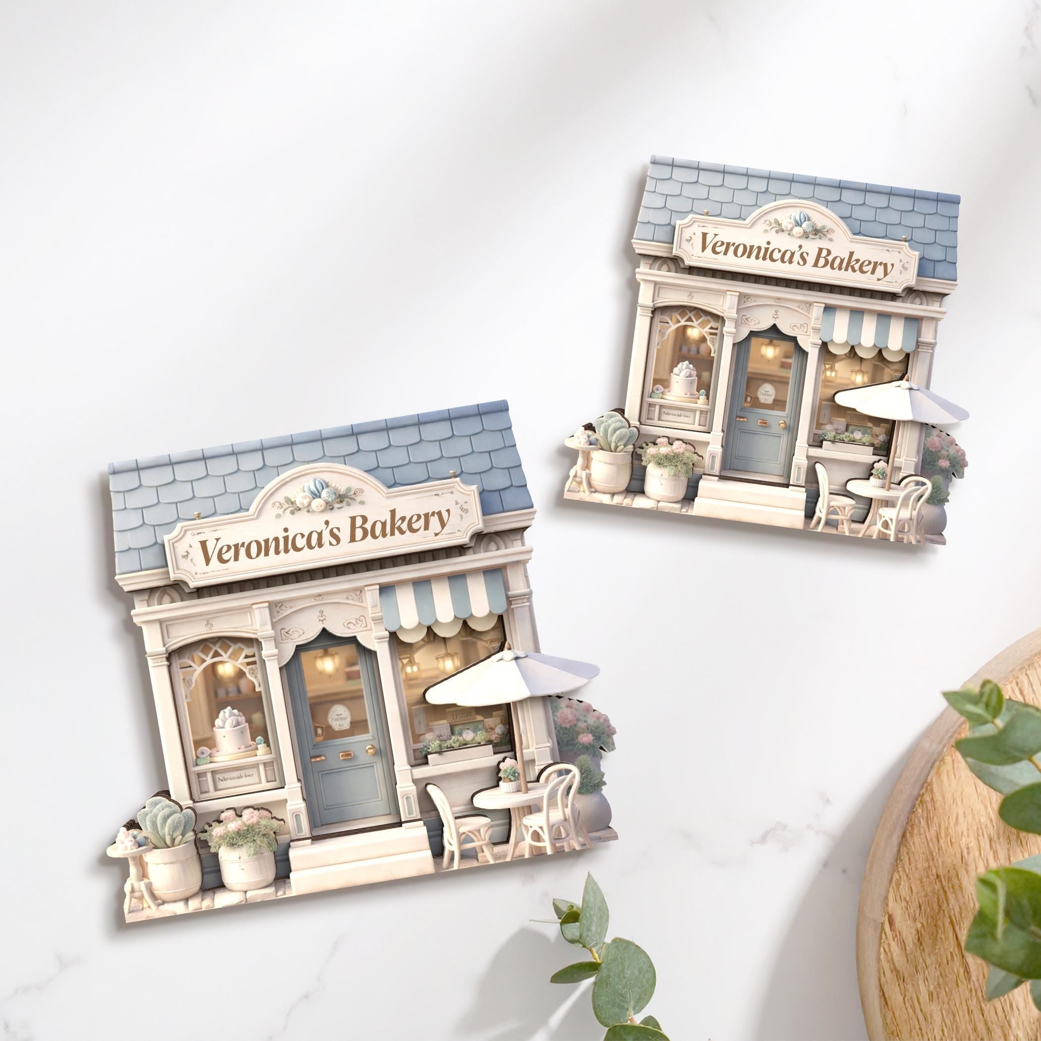 Personalized Bakery Wooden Block, Custom Shopfront Wooden Decor, Bread Shop Decor Gift, Miniature Bakery Shelf Display, Unique Baker Gift