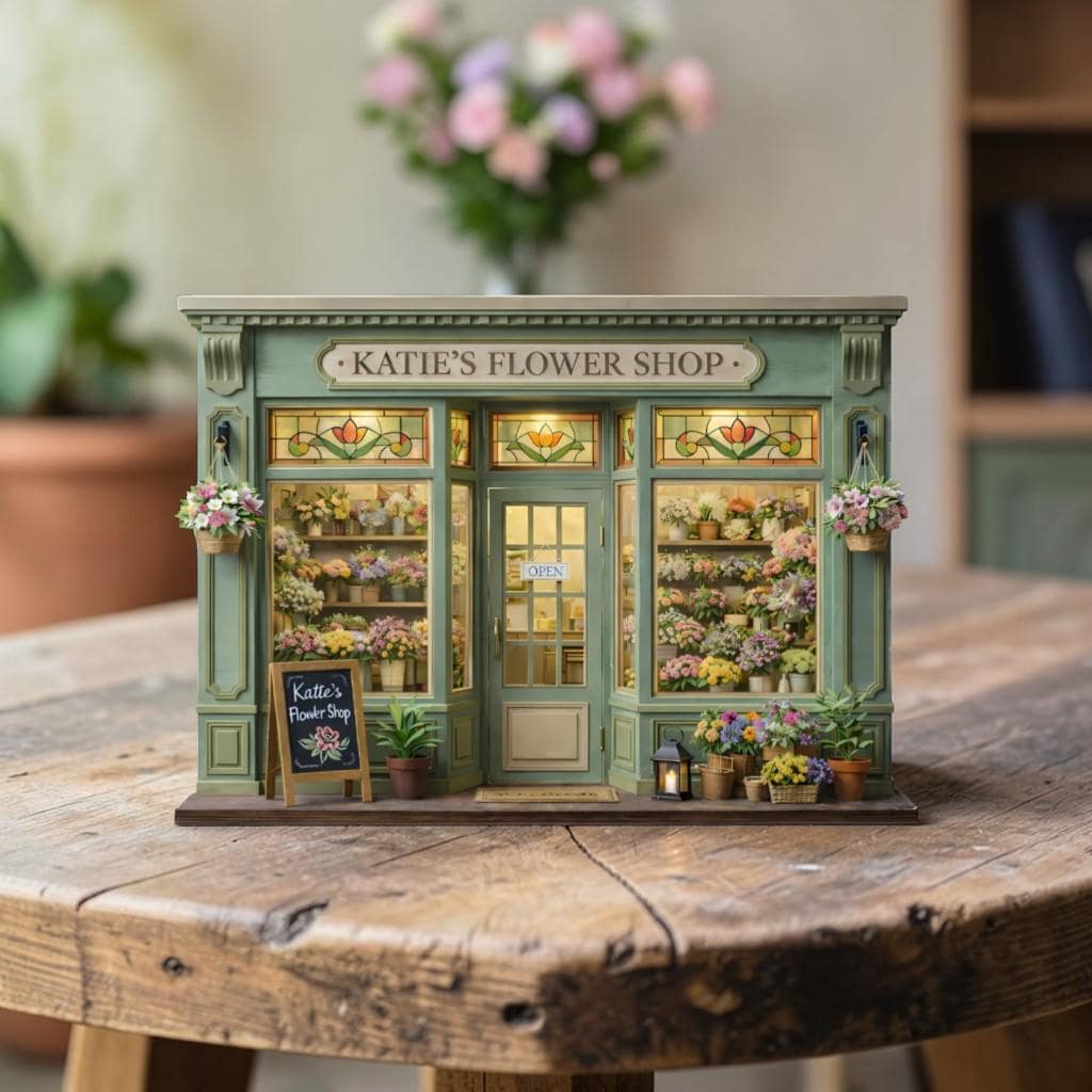 Personalized Flower Shop Wooden Block Decor, Cottage Floral Storefront Sign, Spring Shelf Decor, Bookish Table Accent,Gift for Flower Lovers