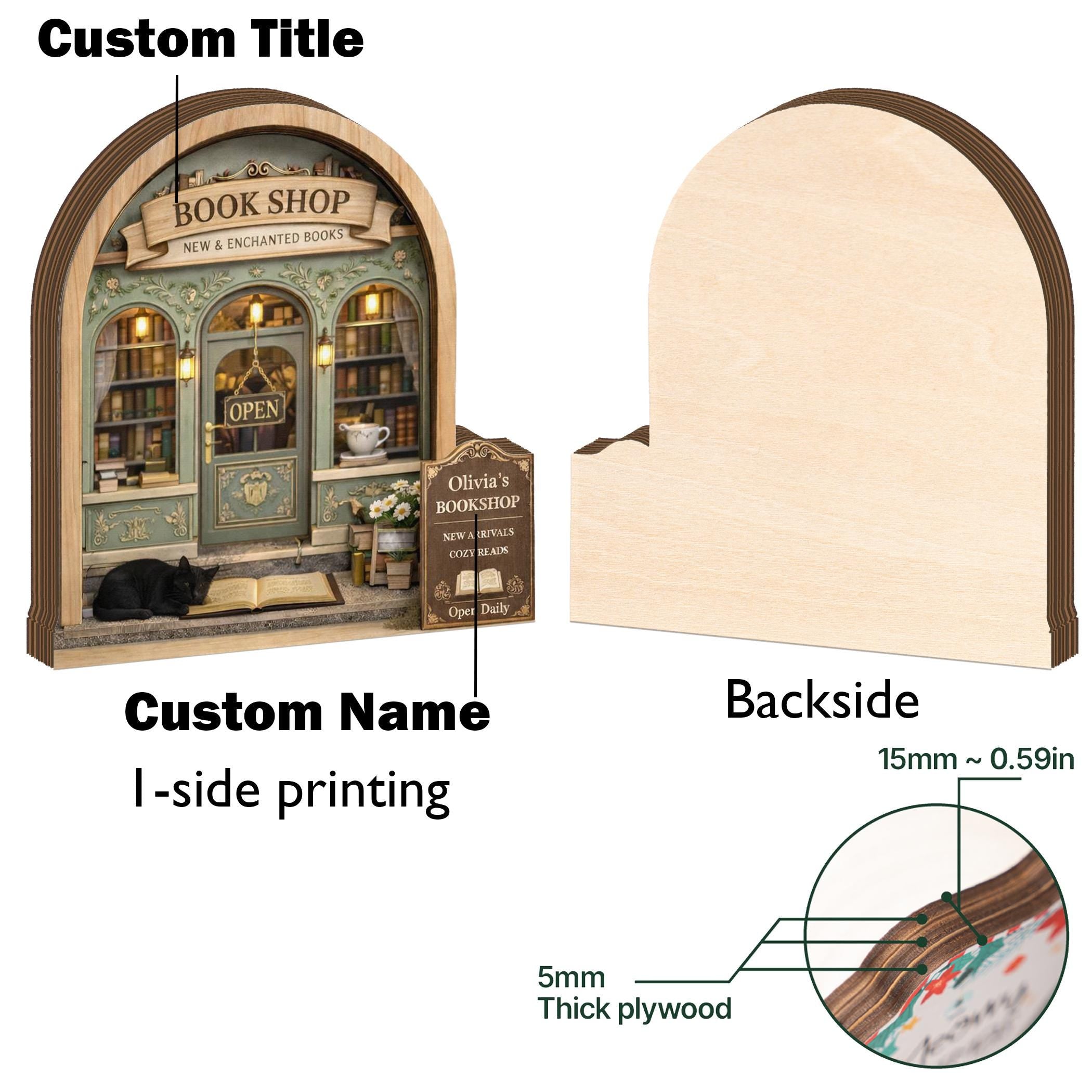 Personalized Bookstore Wooden Block, Bookshop Decor, Custom Book Lover & Reader Gift, Bookshelf Decore, Library Decor, Bookish Gift