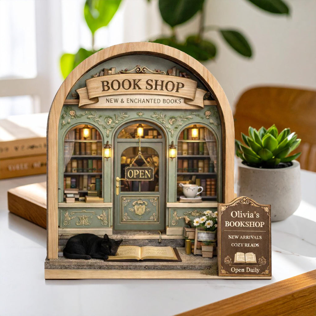 Personalized Bookstore Wooden Block, Bookshop Decor, Custom Book Lover & Reader Gift, Bookshelf Decore, Library Decor, Bookish Gift