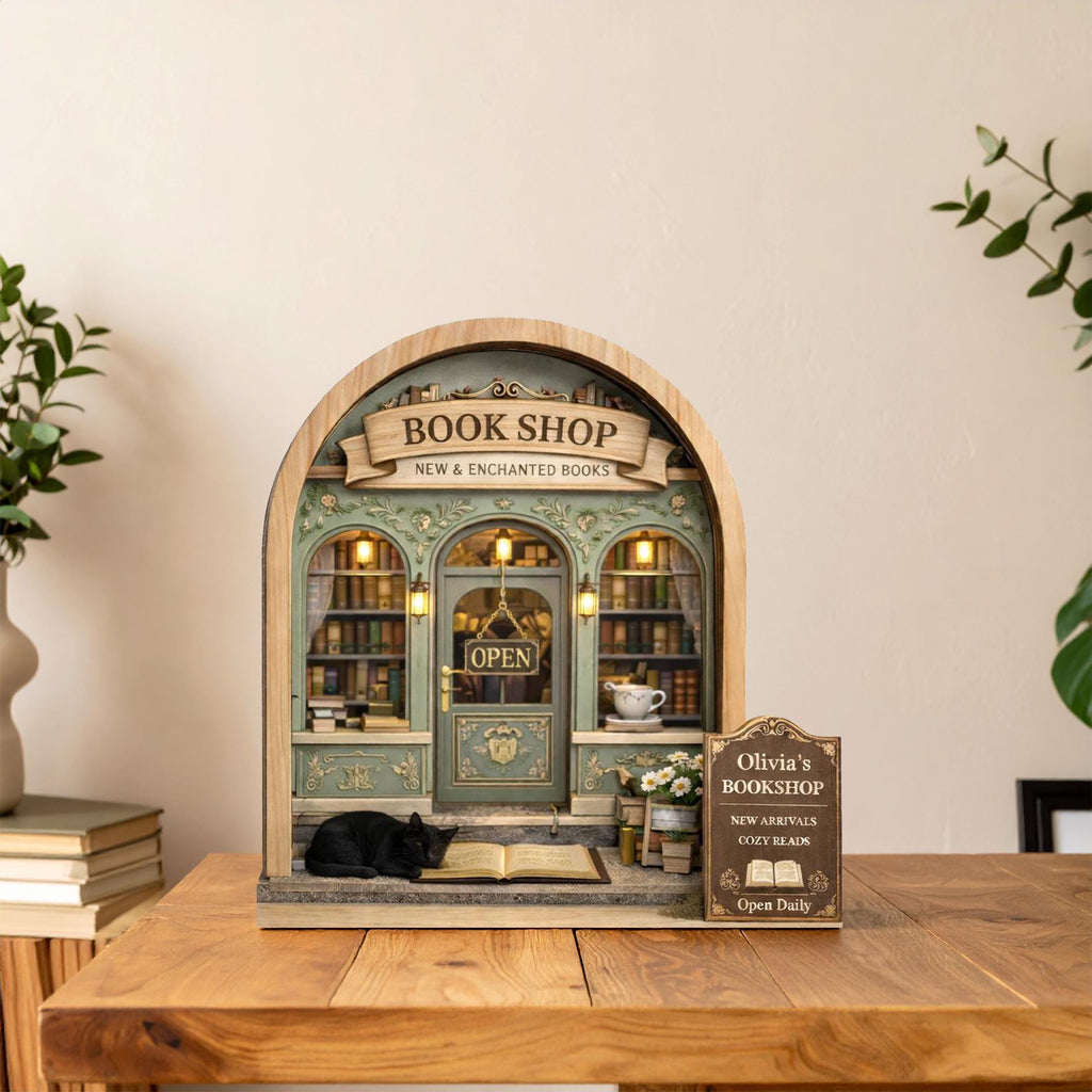 Personalized Bookstore Wooden Block, Bookshop Decor, Custom Book Lover & Reader Gift, Bookshelf Decore, Library Decor, Bookish Gift