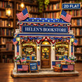 Personalized Bookshop 250th Anniversary Wooden Block 2D, Freedom Independence Day Bookstore, Reading Nook Bookshelf Decor, Book Lover Gift