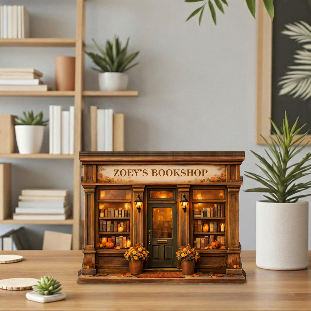 Personalized Bookshop Wooden Block Set, Custom Bookstore Storefront Shelf Sitter, Reading Nook Bookshelf Decor, Book Lover Gift