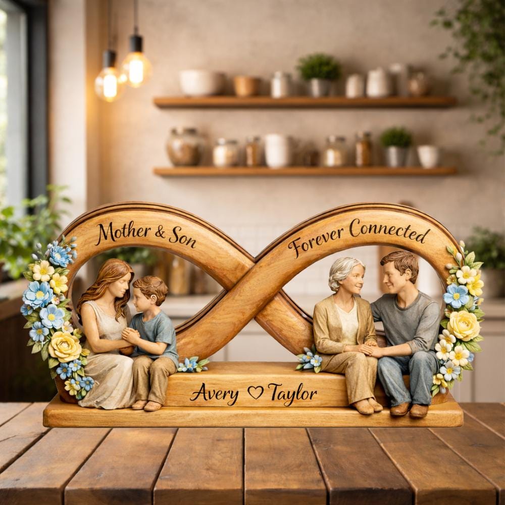 Personalized Infinity Wooden Block Mother Daughter Custom Mother's Day Gifts for Mom From Kids Rustic Home Decor Wood Art Mom Gift Name Sign