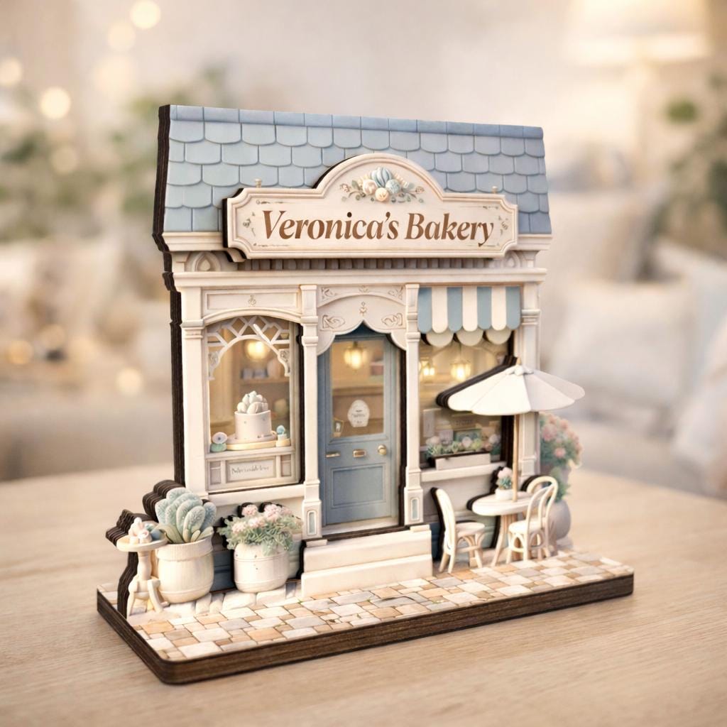 Personalized Bakery Wooden Block, Custom Shopfront Wooden Decor, Bread Shop Decor Gift, Miniature Bakery Shelf Display, Unique Baker Gift