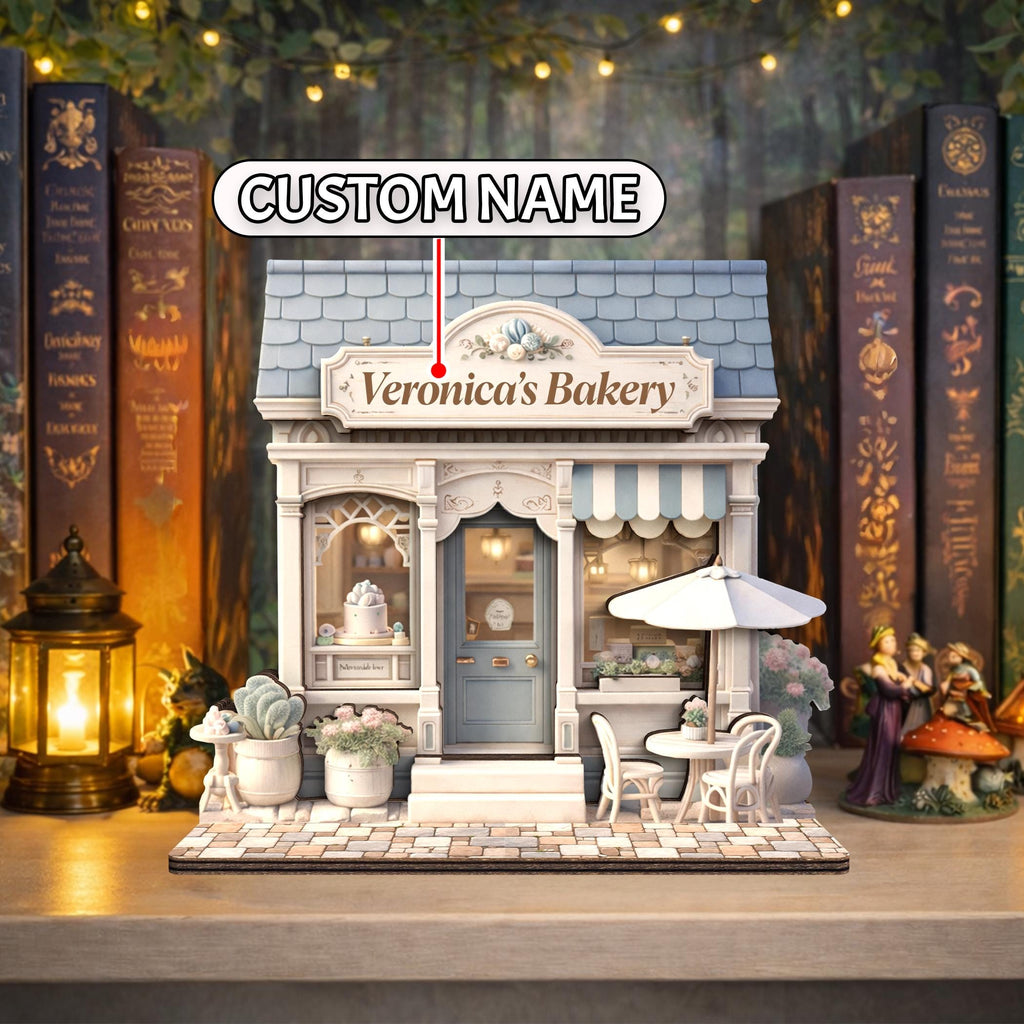 Personalized Bakery Wooden Block, Custom Shopfront Wooden Decor, Bread Shop Decor Gift, Miniature Bakery Shelf Display, Unique Baker Gift