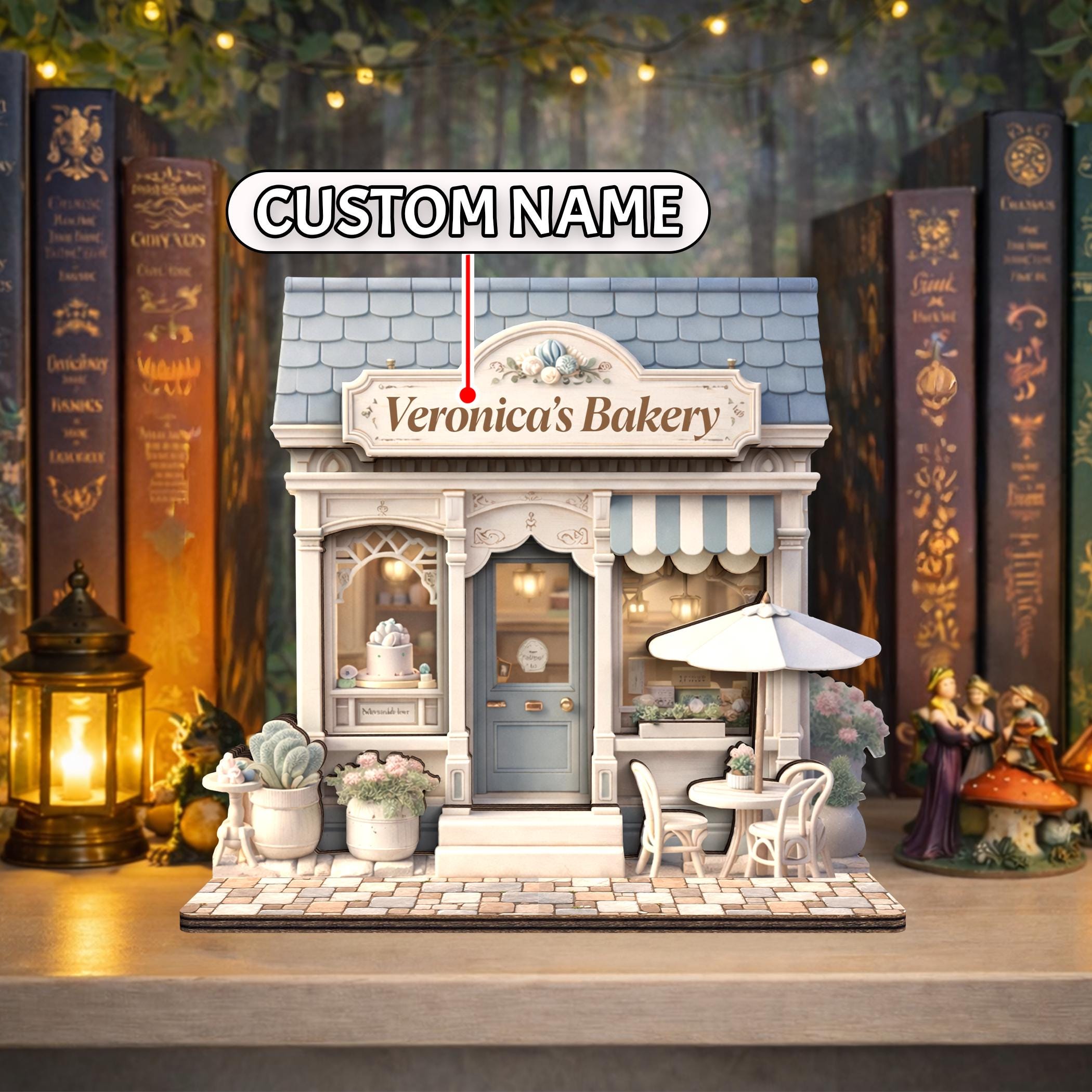 Personalized Bakery Wooden Block, Custom Shopfront Wooden Decor, Bread Shop Decor Gift, Miniature Bakery Shelf Display, Unique Baker Gift