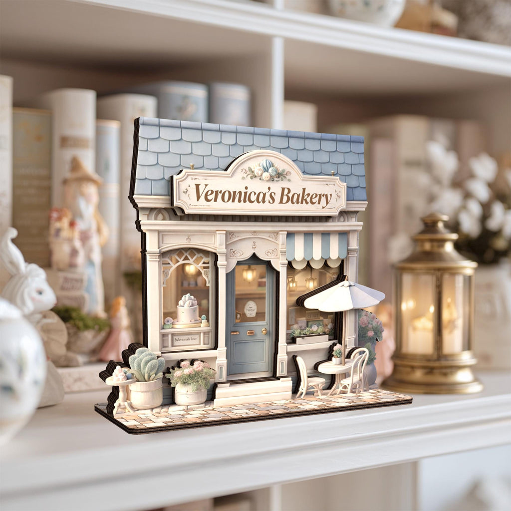 Personalized Bakery Wooden Block, Custom Shopfront Wooden Decor, Bread Shop Decor Gift, Miniature Bakery Shelf Display, Unique Baker Gift