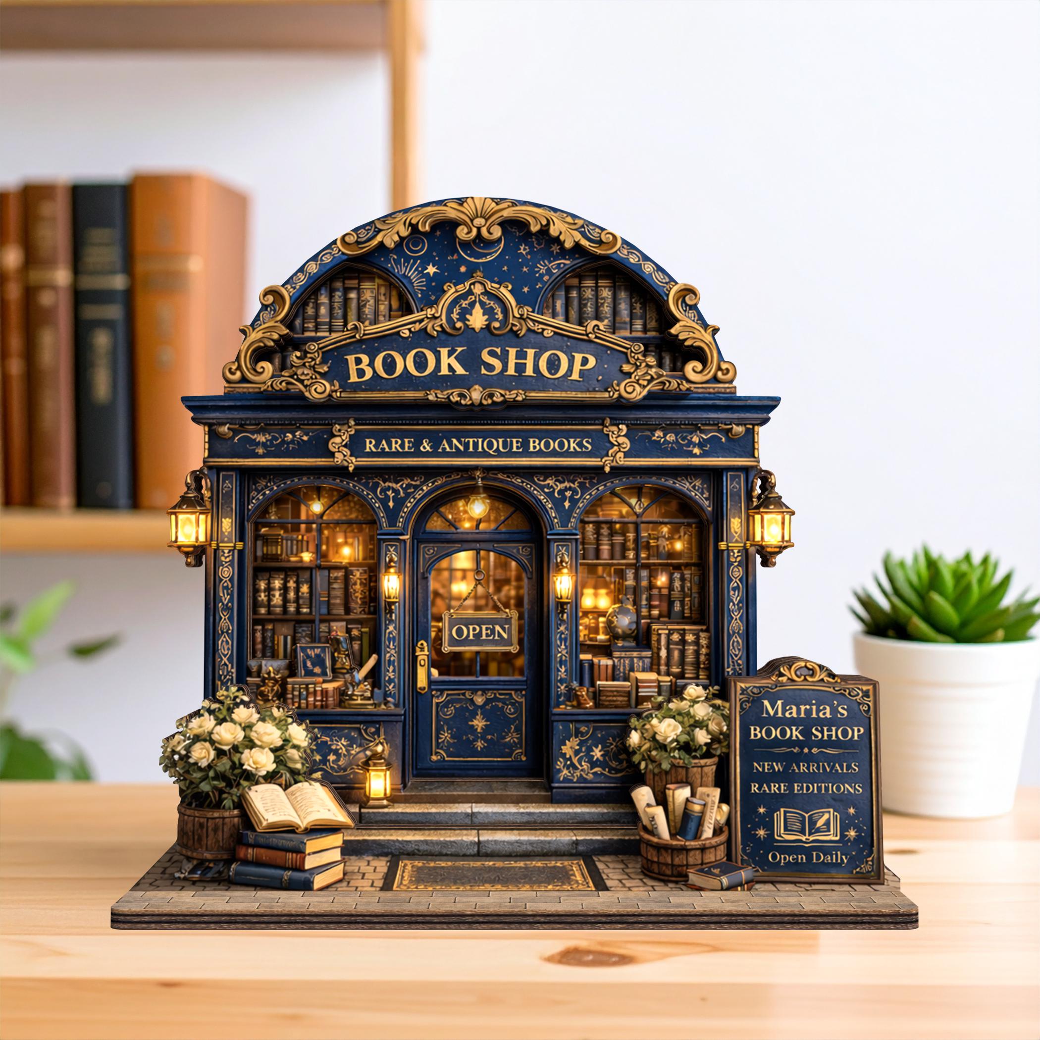 Personalized Vintage Bookstore Wooden Block, Custom Bookshop Decor, Book Lover & Reader Gift, Bookshelf Decore, Library Decor, Bookish Gift