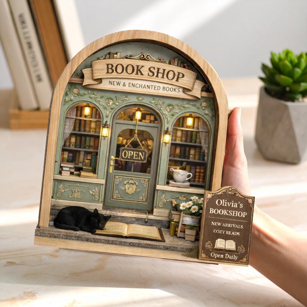 Personalized Bookstore Wooden Block, Bookshop Decor, Custom Book Lover & Reader Gift, Bookshelf Decore, Library Decor, Bookish Gift