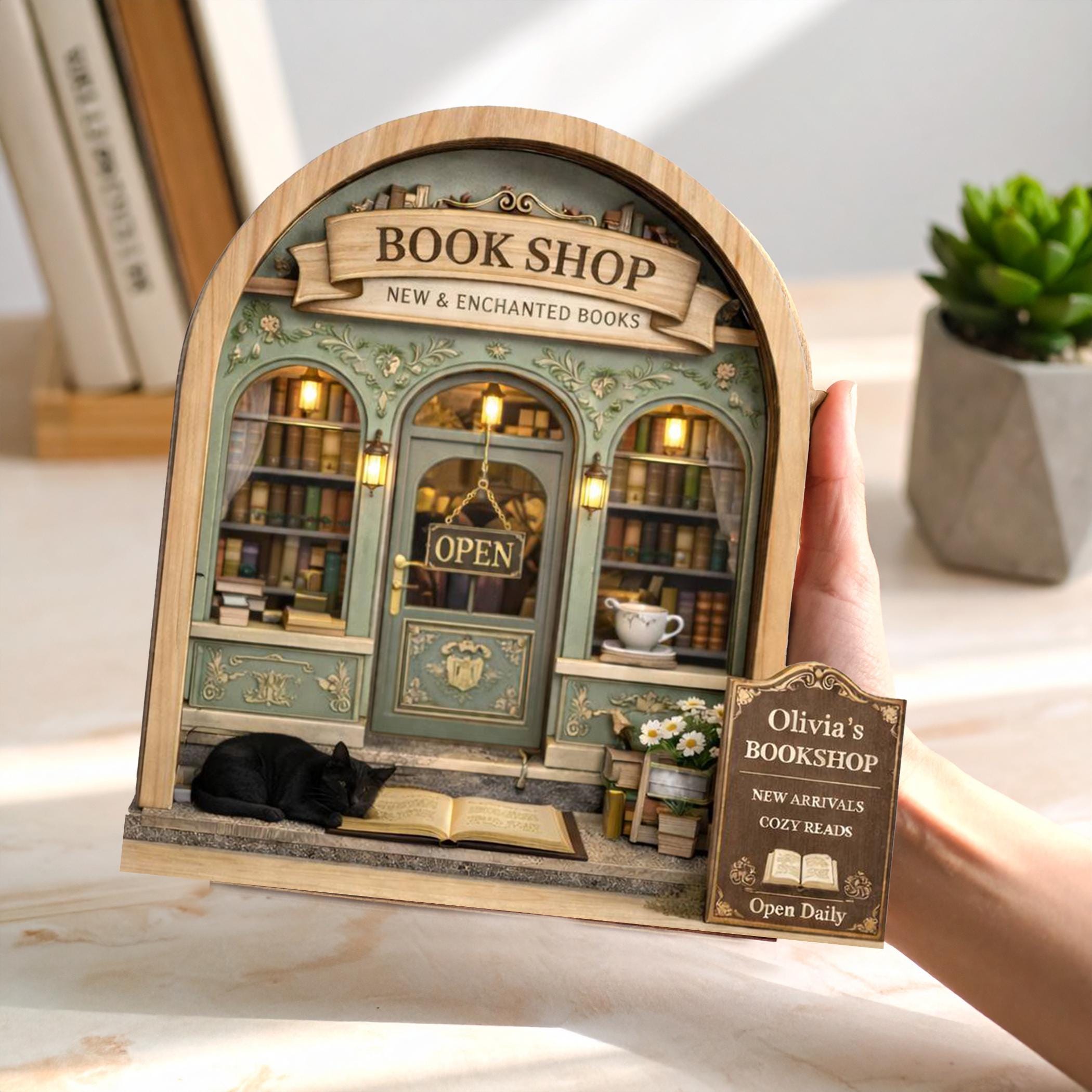 Personalized Bookstore Wooden Block, Bookshop Decor, Custom Book Lover & Reader Gift, Bookshelf Decore, Library Decor, Bookish Gift
