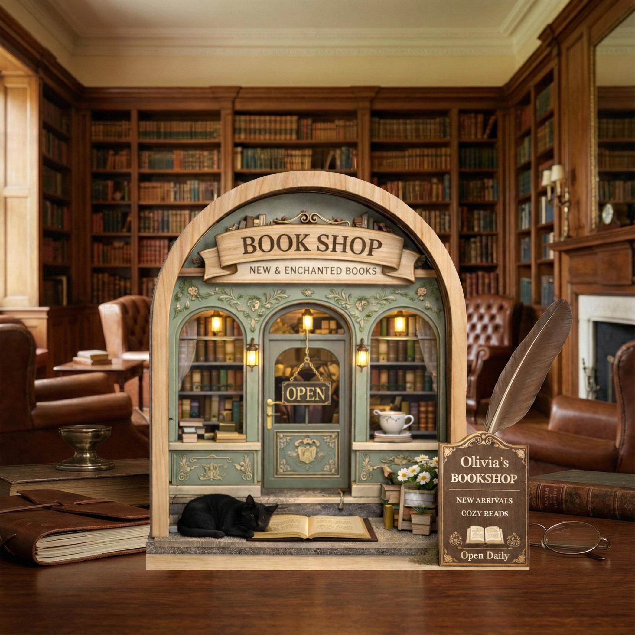 Personalized Bookstore Wooden Block, Bookshop Decor, Custom Book Lover & Reader Gift, Bookshelf Decore, Library Decor, Bookish Gift