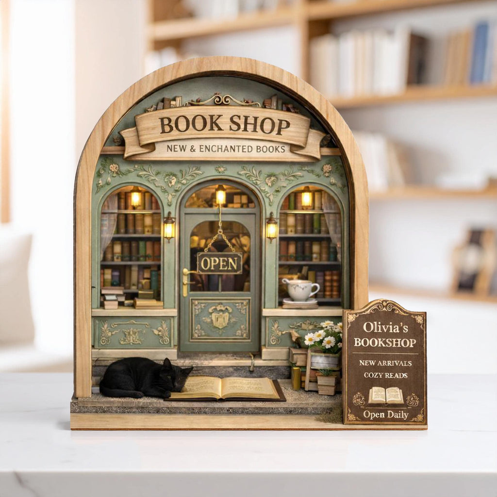 Personalized Bookstore Wooden Block, Bookshop Decor, Custom Book Lover & Reader Gift, Bookshelf Decore, Library Decor, Bookish Gift