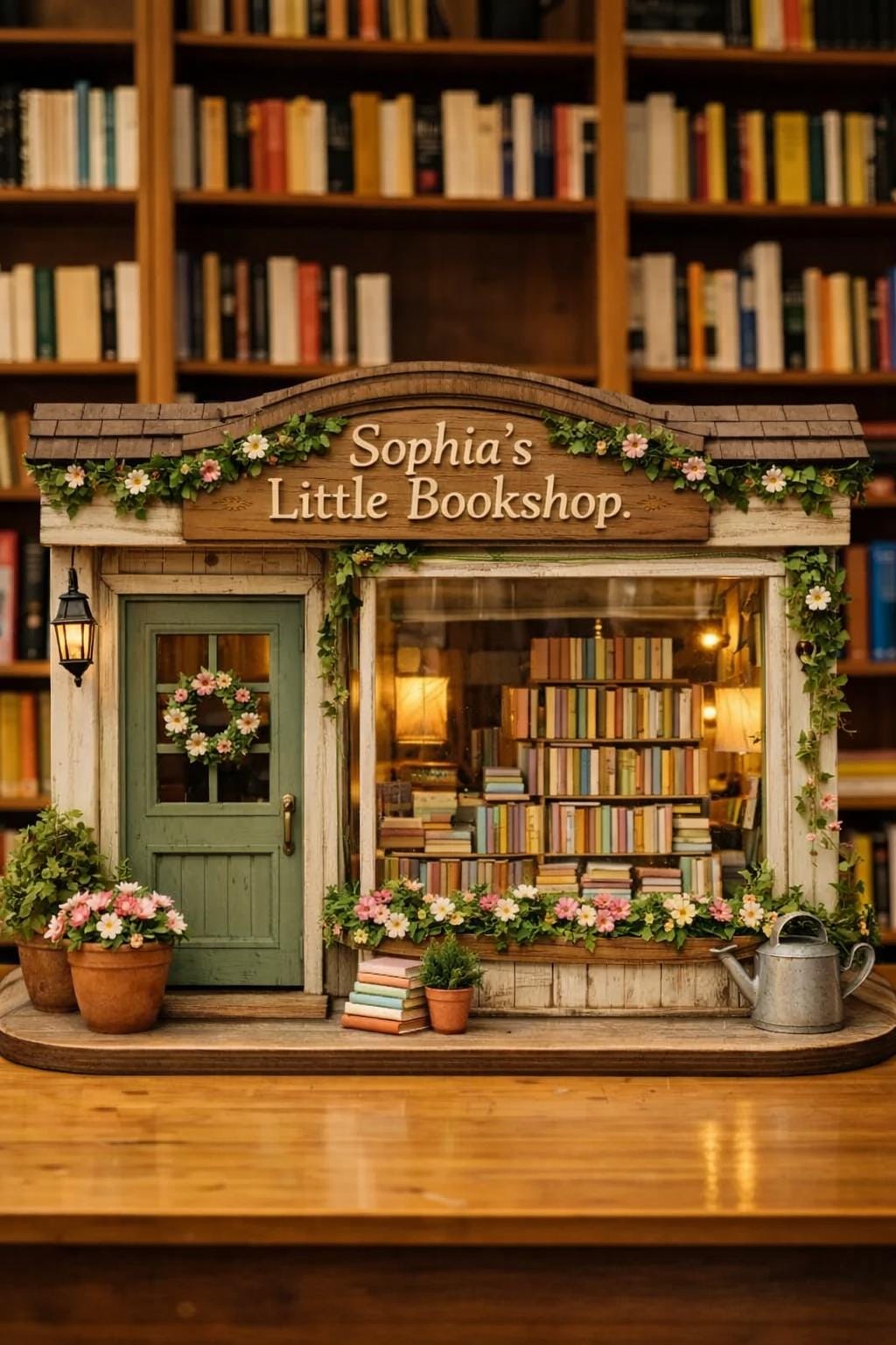 Personalized Bookshop Wooden Block, Custom Bookshelf Decor