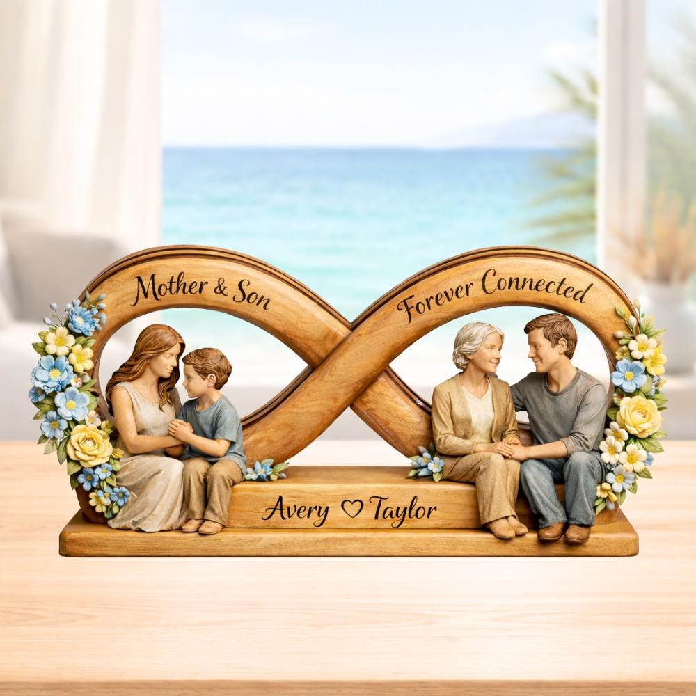 Personalized Infinity Wooden Block Mother Daughter Custom Mother's Day Gifts for Mom From Kids Rustic Home Decor Wood Art Mom Gift Name Sign