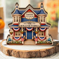 Custom Name House Sign Wooden Block – Personalized America 250th Anniversary Decor, Family Name Sign, USA 250 Years Gift, Patriotic Gifts