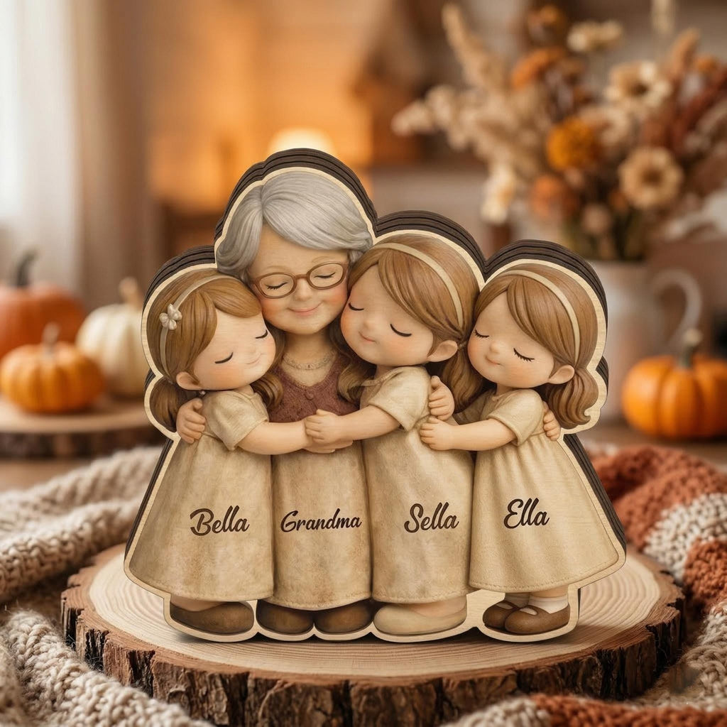 Personalized Grandma Wooden Block, Custom Family Name Wood Blocks, Home Block Wooden Decor, Generational Gift