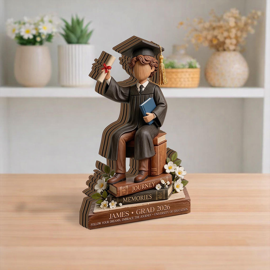 Personalized Graduation Wooden Block, Custom Class of 2026 Name Gift, Graduate Keepsake Decor for Him Her Desk