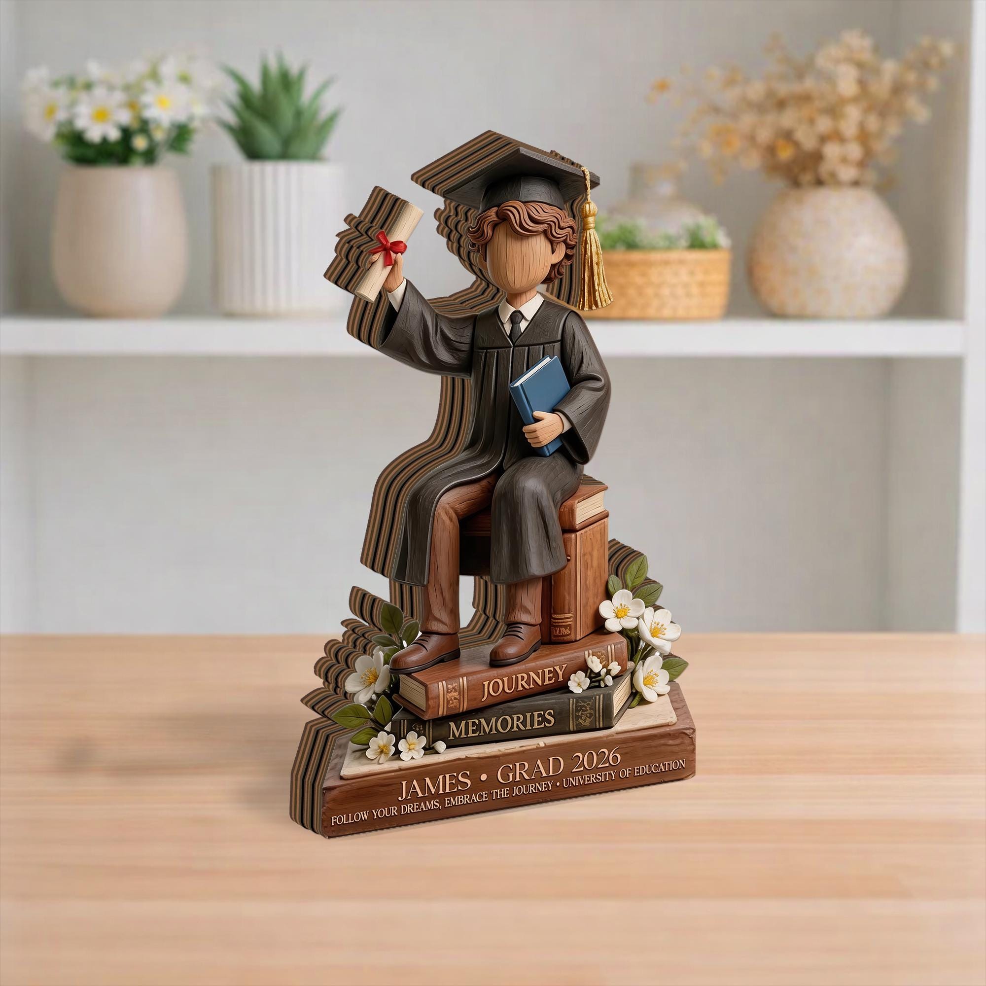 Personalized Graduation Wooden Block, Custom Class of 2026 Name Gift, Graduate Keepsake Decor for Him Her Desk