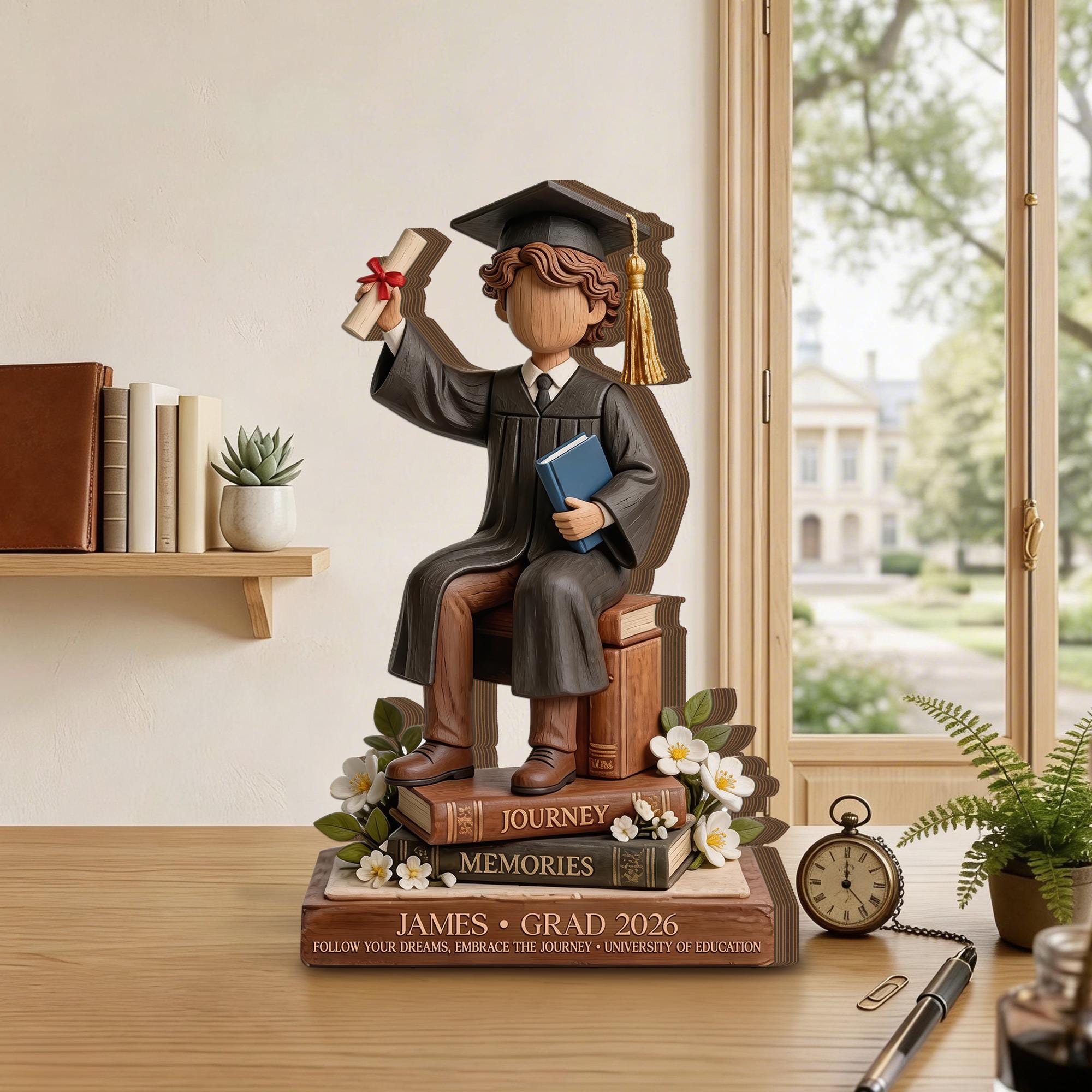 Personalized Graduation Wooden Block, Custom Class of 2026 Name Gift, Graduate Keepsake Decor for Him Her Desk