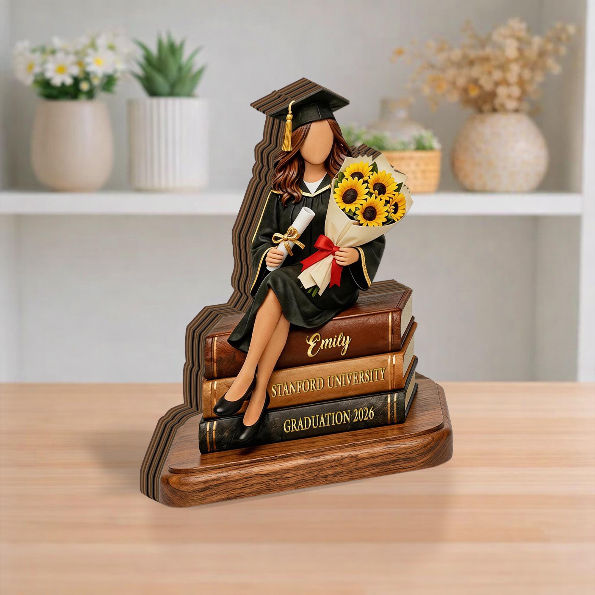 Personalized Graduation Wooden Block, Custom Class of 2026 Name Gift, Graduate Keepsake Decor for Her Desk