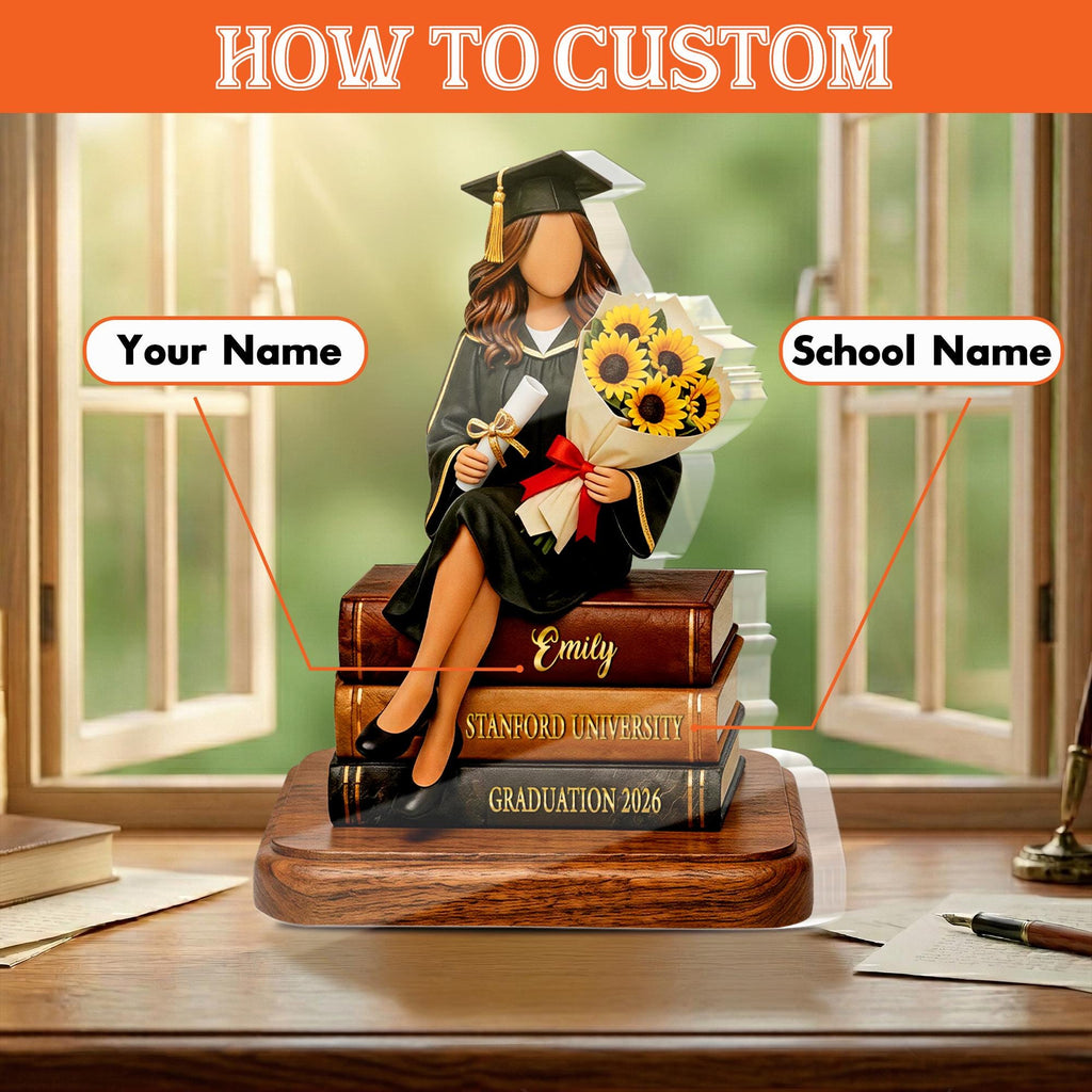 Personalized Graduation Wooden Block, Custom Class of 2026 Name Gift, Graduate Keepsake Decor for Her Desk