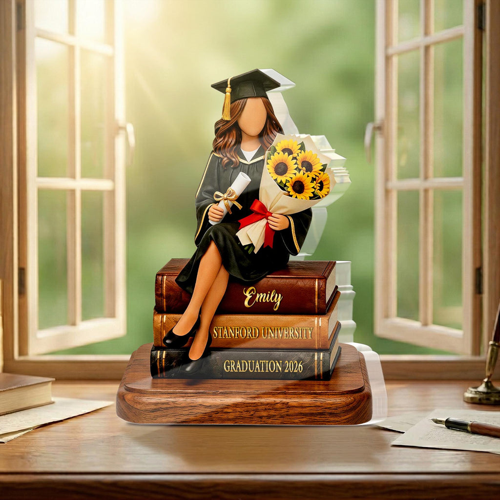 Personalized Graduation Wooden Block, Custom Class of 2026 Name Gift, Graduate Keepsake Decor for Her Desk