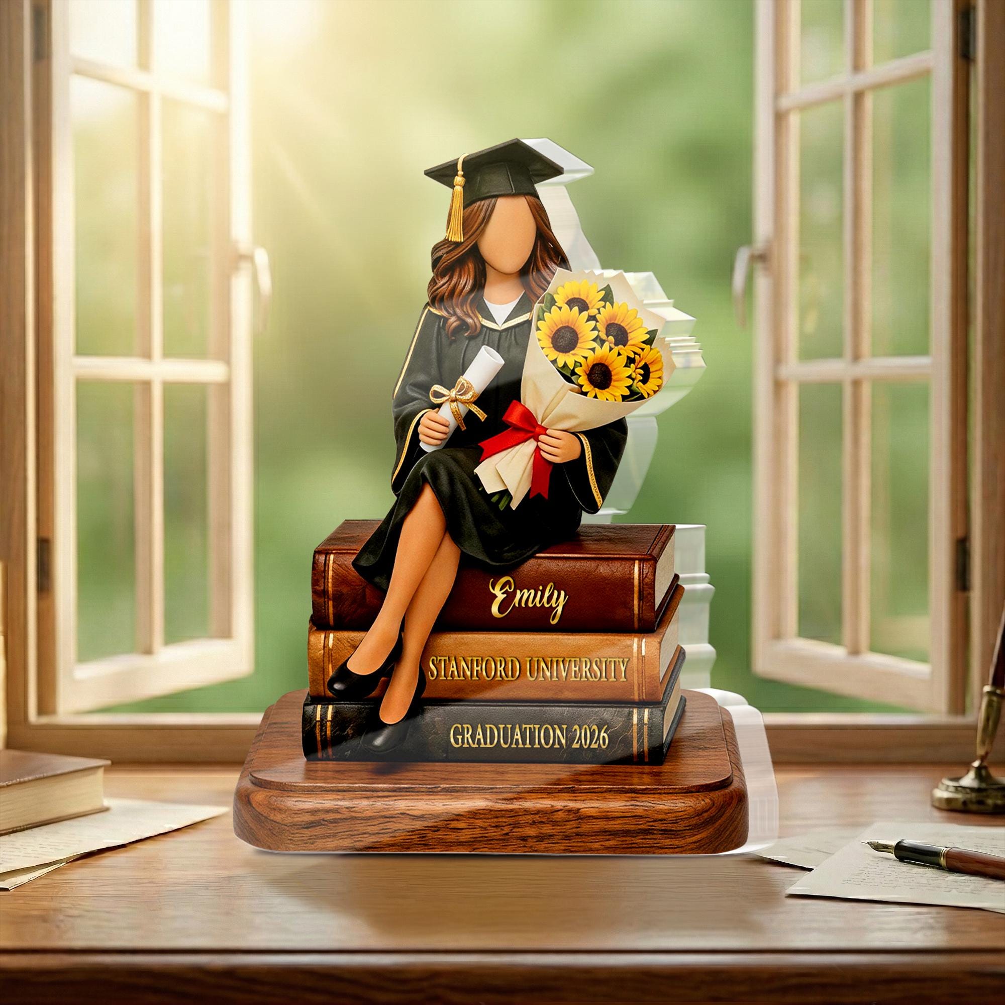 Personalized Graduation Wooden Block, Custom Class of 2026 Name Gift, Graduate Keepsake Decor for Her Desk