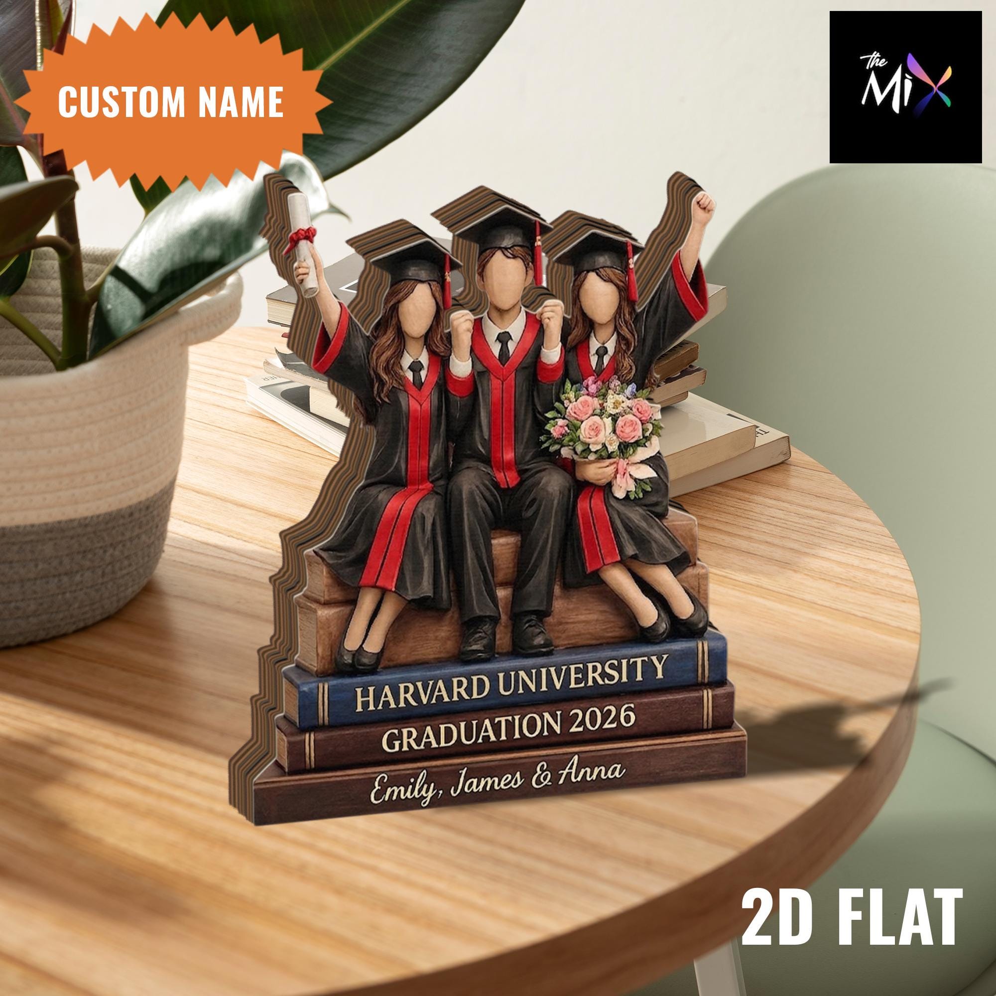 Personalized Graduation Wooden Block, Custom Graduate Group Keepsake, Class of 2026 Gift