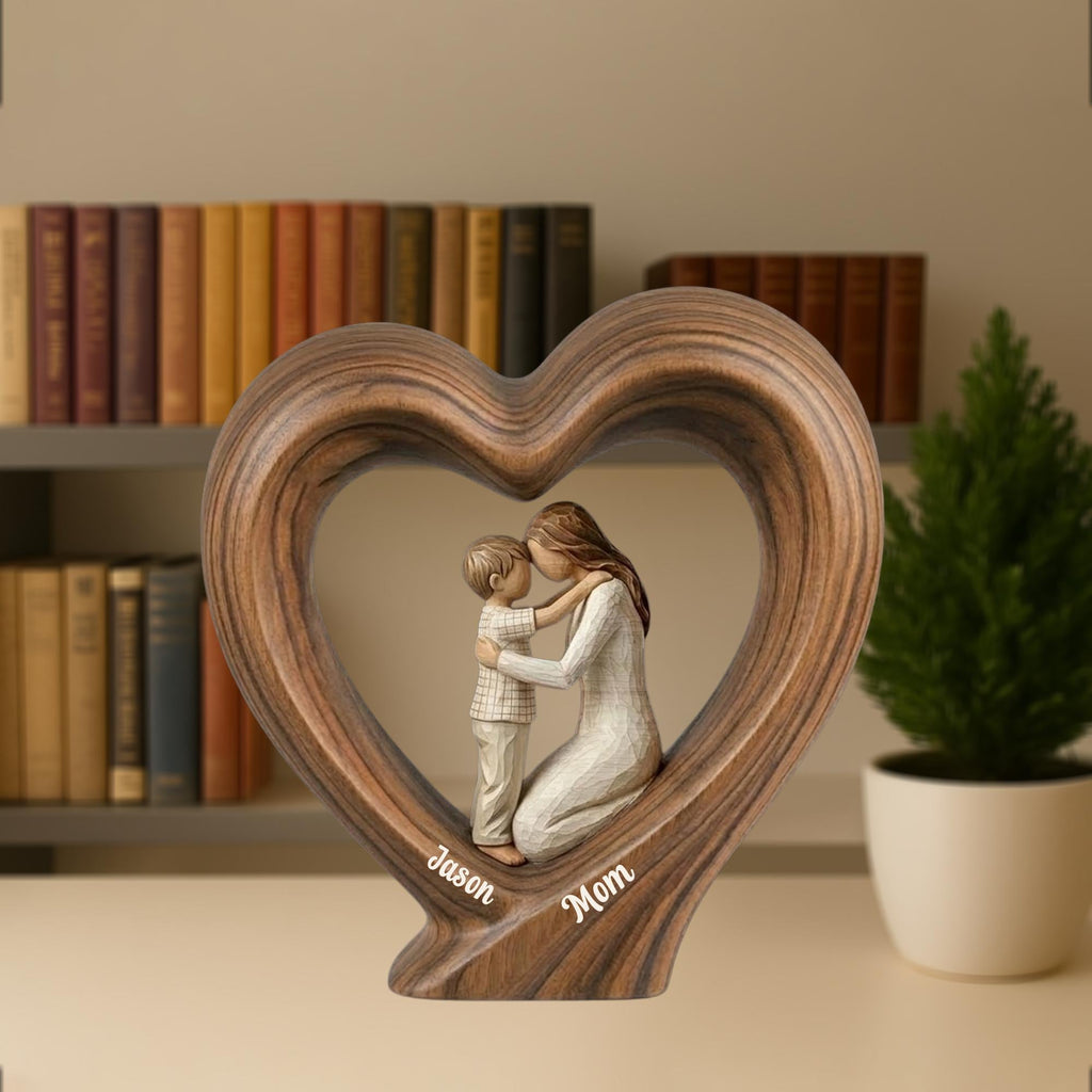 Personalized Mom And Daughter Wooden Heart Block, Mother And Son Gift, Custom Name Family Keepsake Decor, Mom Gift, Mothers Day Gift
