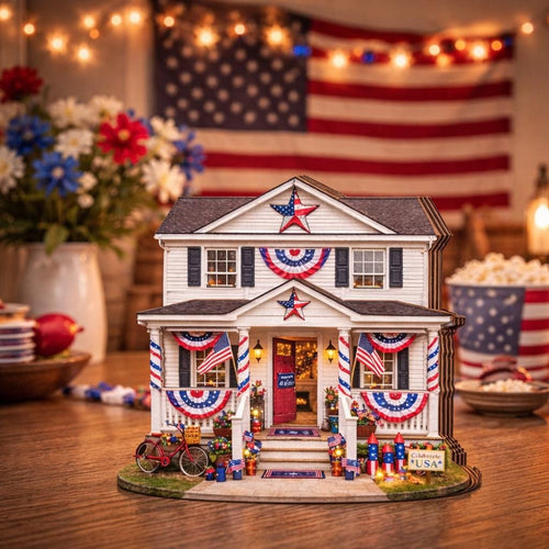 4th of July Wooden Block Decor, Patriotic USA House Sign, Independence Day Home Decor, American Flag Farmhouse Tabletop Decor