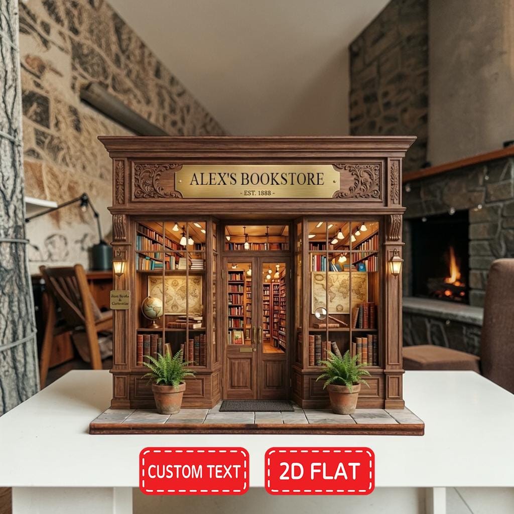 Personalized Bookstore 2D Flat Acrylic / Wooden Block, Gift For Bookworms