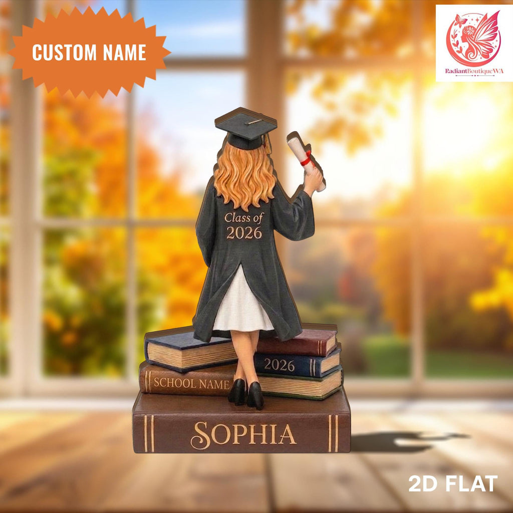 Personalized Graduation Wooden Block, Custom Name Graduate Figurine, Class of 2026 Keepsake, Graduation Decor
