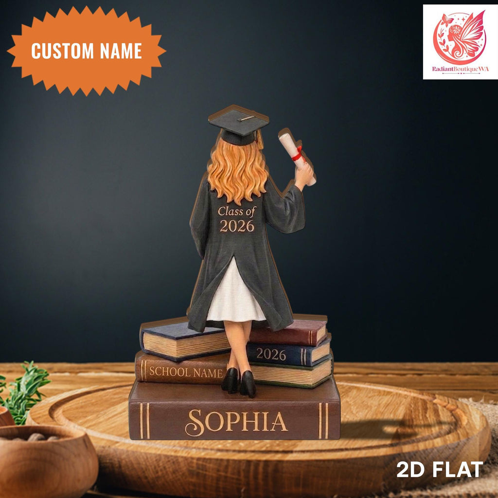 Personalized Graduation Wooden Block, Custom Name Graduate Figurine, Class of 2026 Keepsake, Graduation Decor
