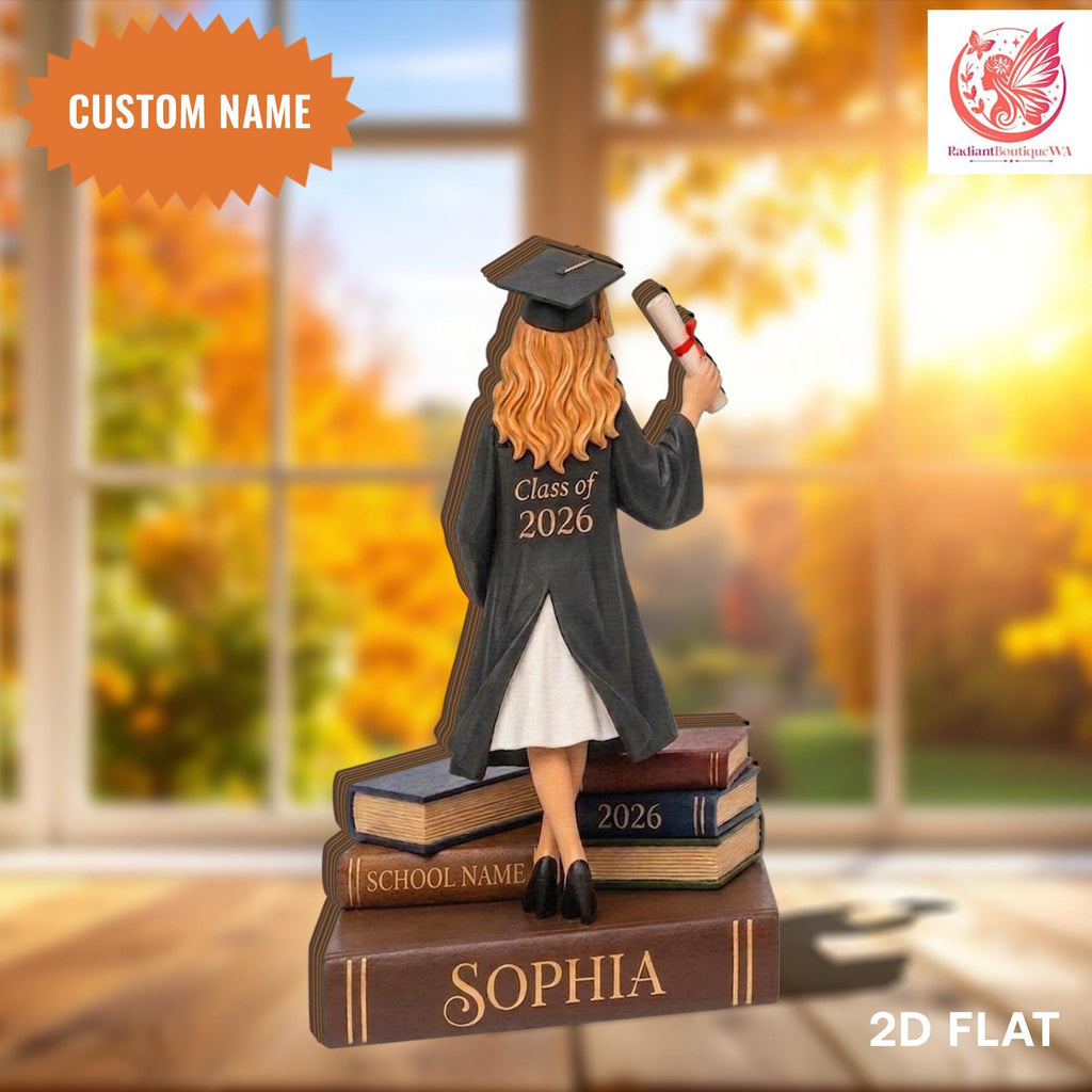 Personalized Graduation Wooden Block, Custom Name Graduate Figurine, Class of 2026 Keepsake, Graduation Decor