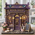 Fantasy Miniature Bookshop Wooden Block, Bookstore Bookshelf Decor, Personalized Book Nook Reading Conner, Book Lovers Gift,